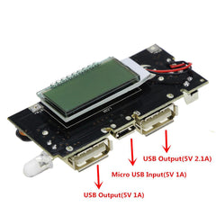 POWER BANK DUAL USB 5V 1A 2.1A 18650 BATTERY CHARGER PCB ACCESSORIES - SmartEshop.Pk