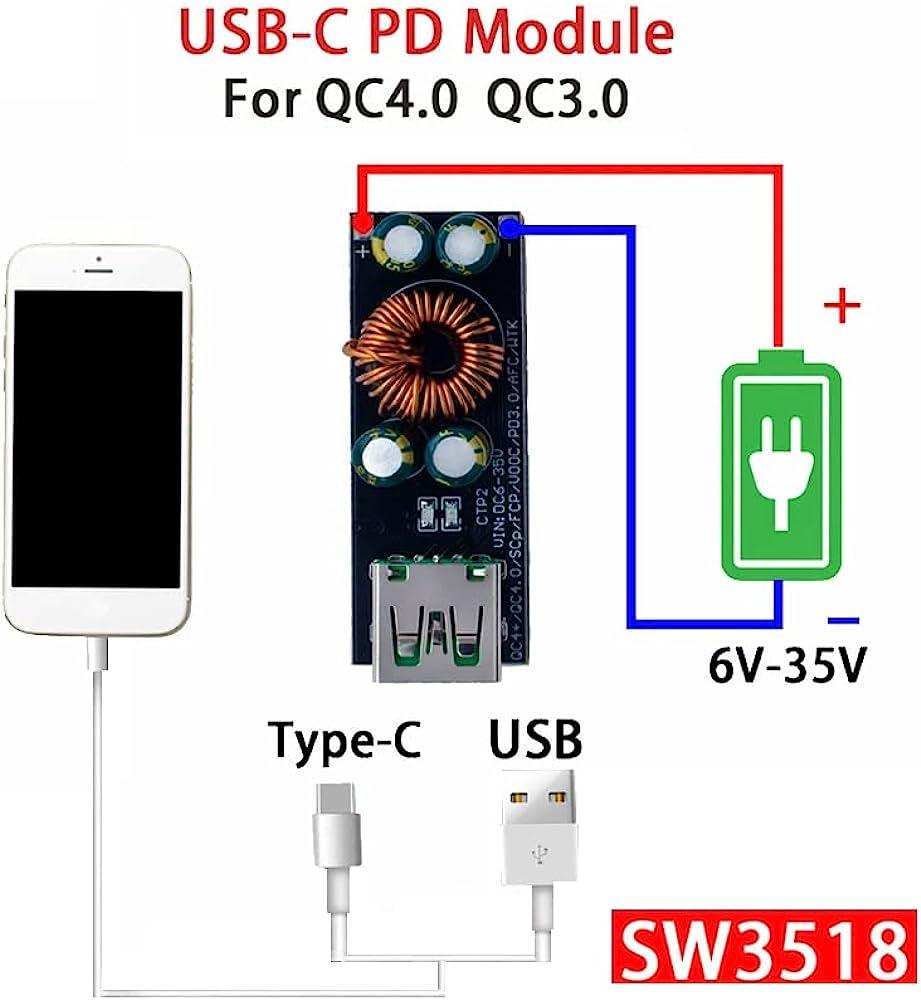 SW3518 Fast Charging Power Module DC6-32V QC4.0 PD3.0 USB Type-C Mobile Phone Fast Quick Charger Circuit Board Step-down Module - SmartEshop.Pk