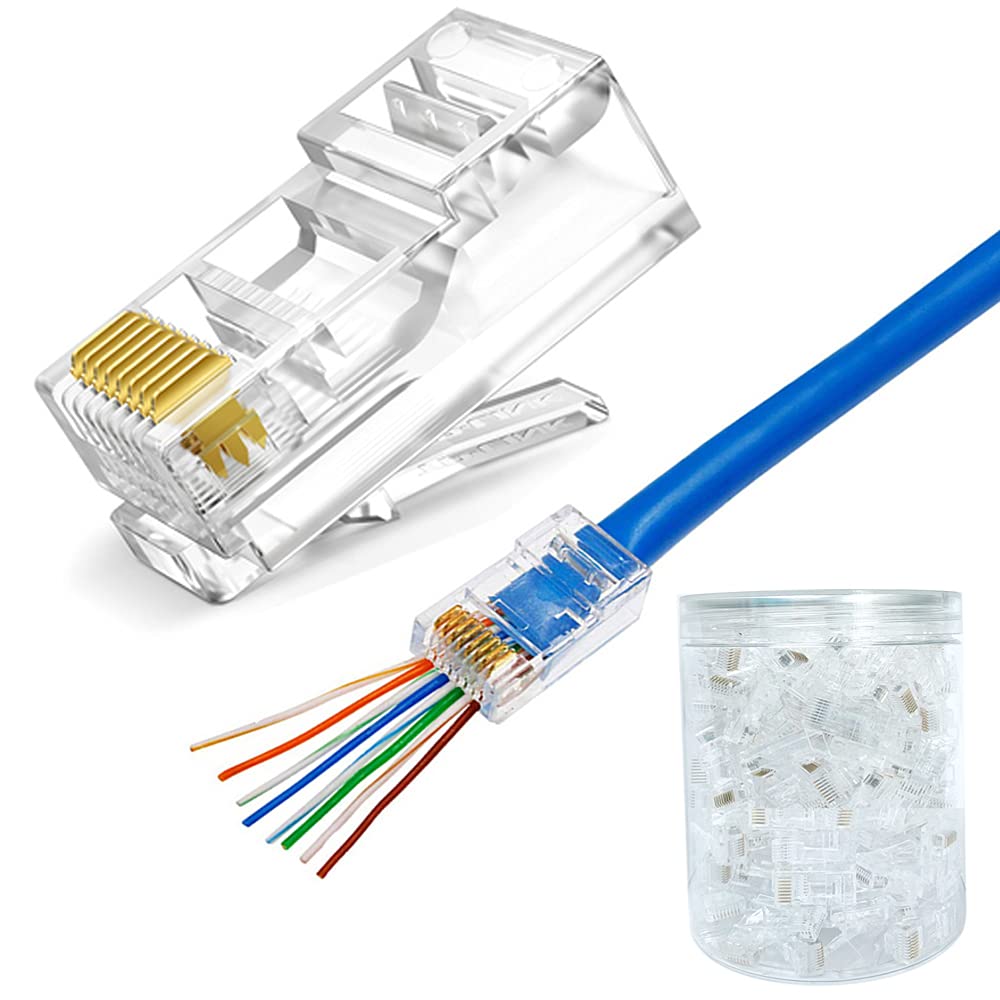 RJ45 CAT6 Network Connector | Ethernet LAN Cable RJ-45 Modular Plug for CAT6 Networking