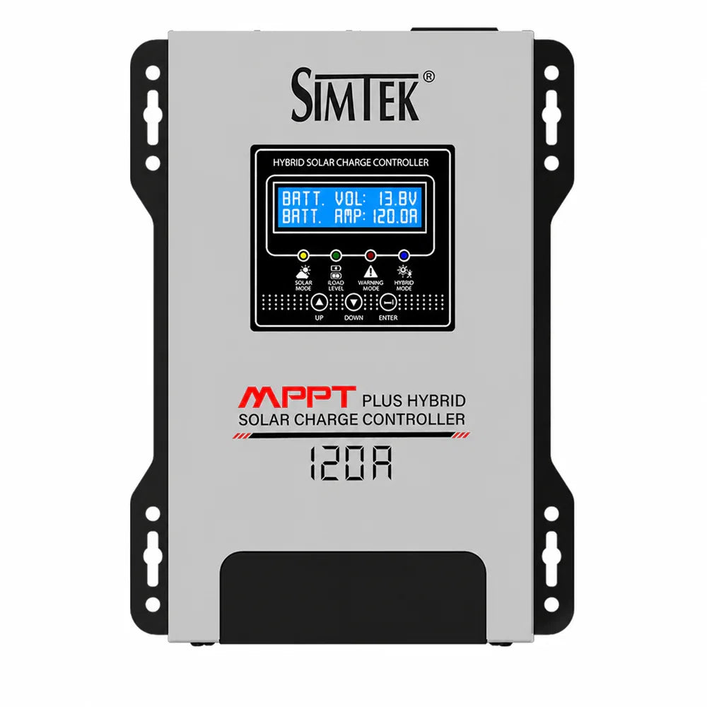 SIMTEK 120A Hybrid MPPT Solar Charge Controller | 12V/24V Auto Detection with DC Load