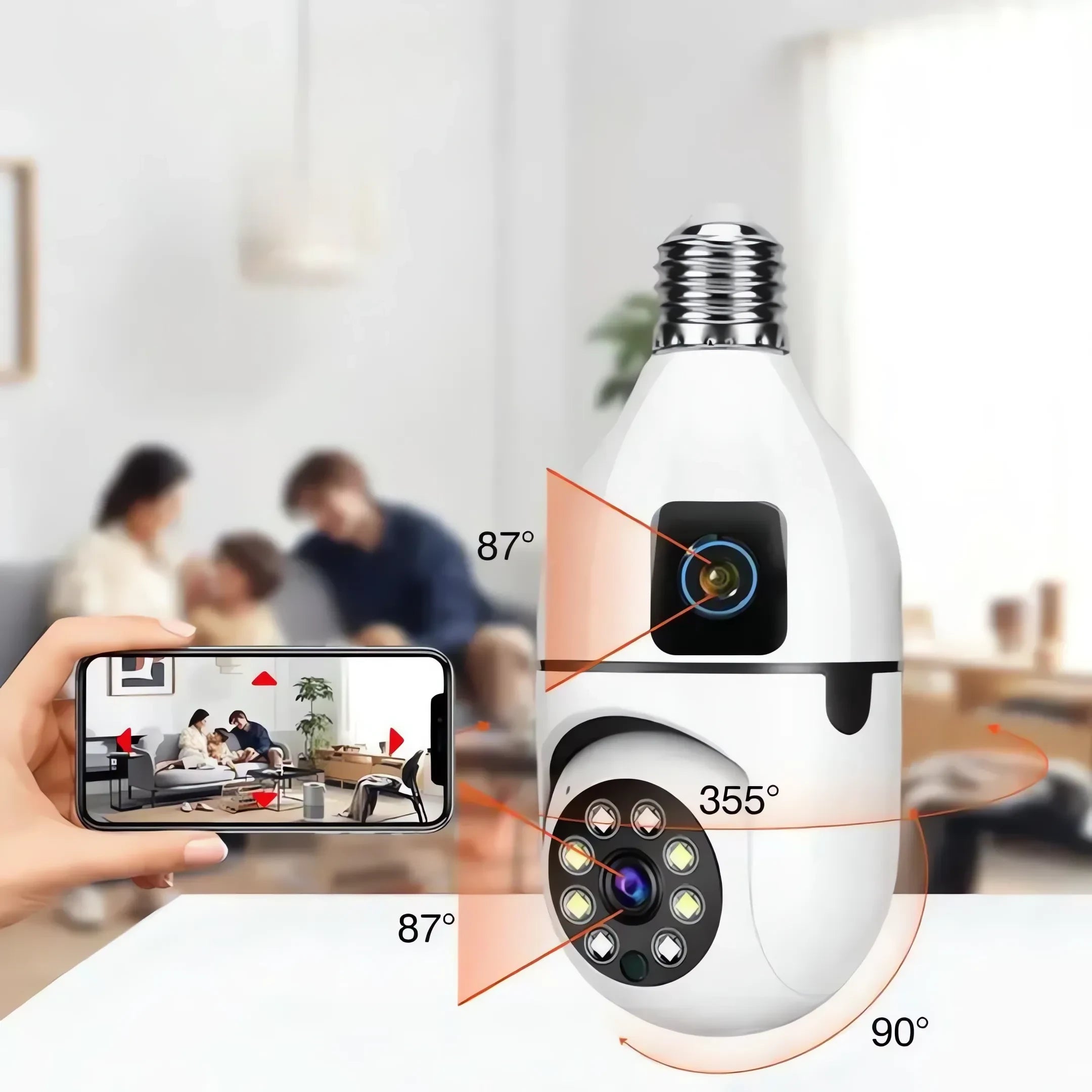 SQ002-W-L Light Bulb Dual Lens WiFi Smart Camera SmartEshop.Pk