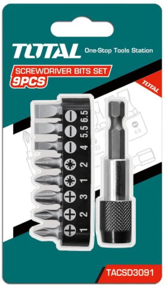 Total TACSD3091 9PCS Screwdriver Bits Set