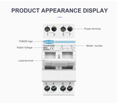 TOMZN 2P 63A MTS Dual Power Manual Transfer Isolating Switch Interlock Circuit Breaker - SmartEshop.Pk