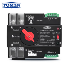 Tomzn TOQ7 2P-125A AC Single Phase Din Rail 220V Dual Power Automatic Transfer Switch ATS