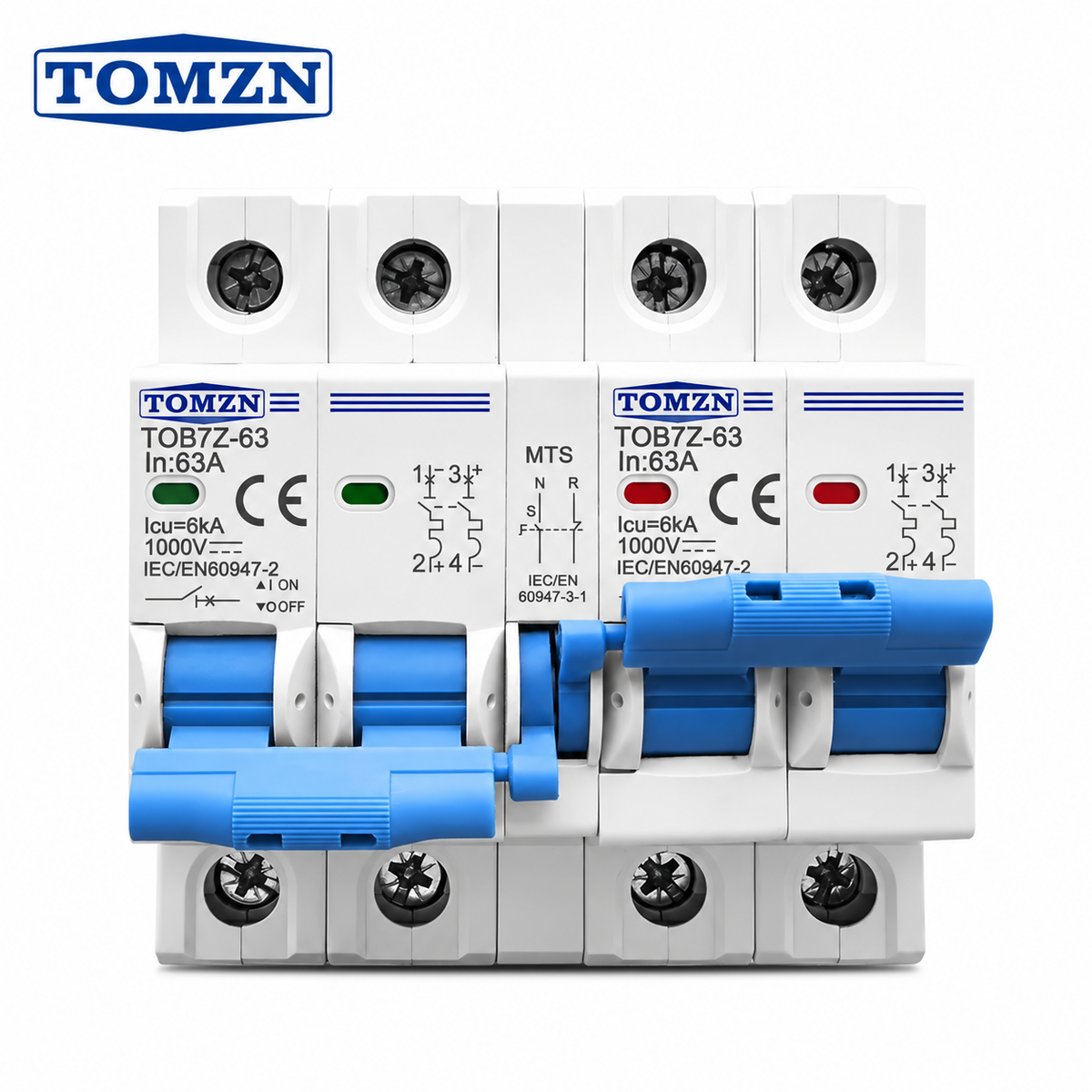 TOMZN TOB7Z-63 63A DC Manual Transfer Switch | 2P+2P Dual Power for Solar PV