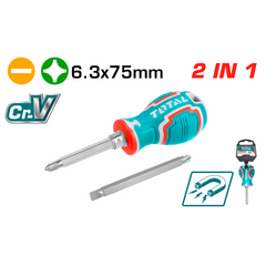 TOTAL THT250216 2 In 1 Screwdriver Set – Interchangeable CR-V Screwdriver with PH2 & SL6 Heads SmartEshop.Pk