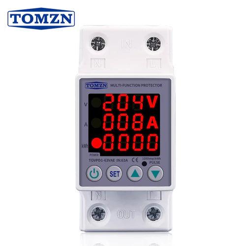 Tomzn 3rd Gen 3in1 voltage protector Over and Under Voltage Protective Device with Kwh meter - SmartEshop.Pk