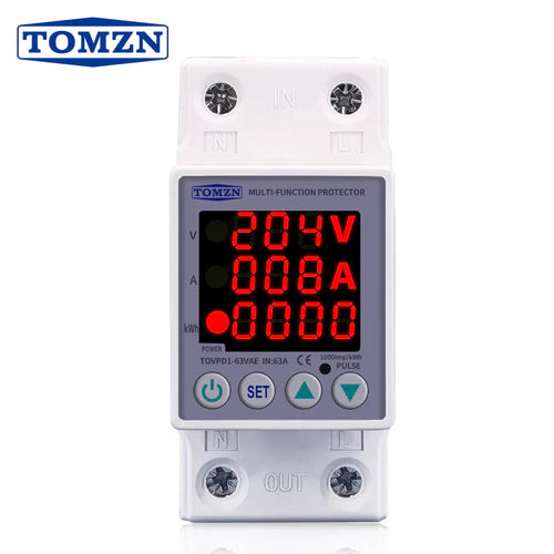 Tomzn 3rd Gen 3in1 voltage protector Over and Under Voltage Protective Device with Kwh meter - My Store