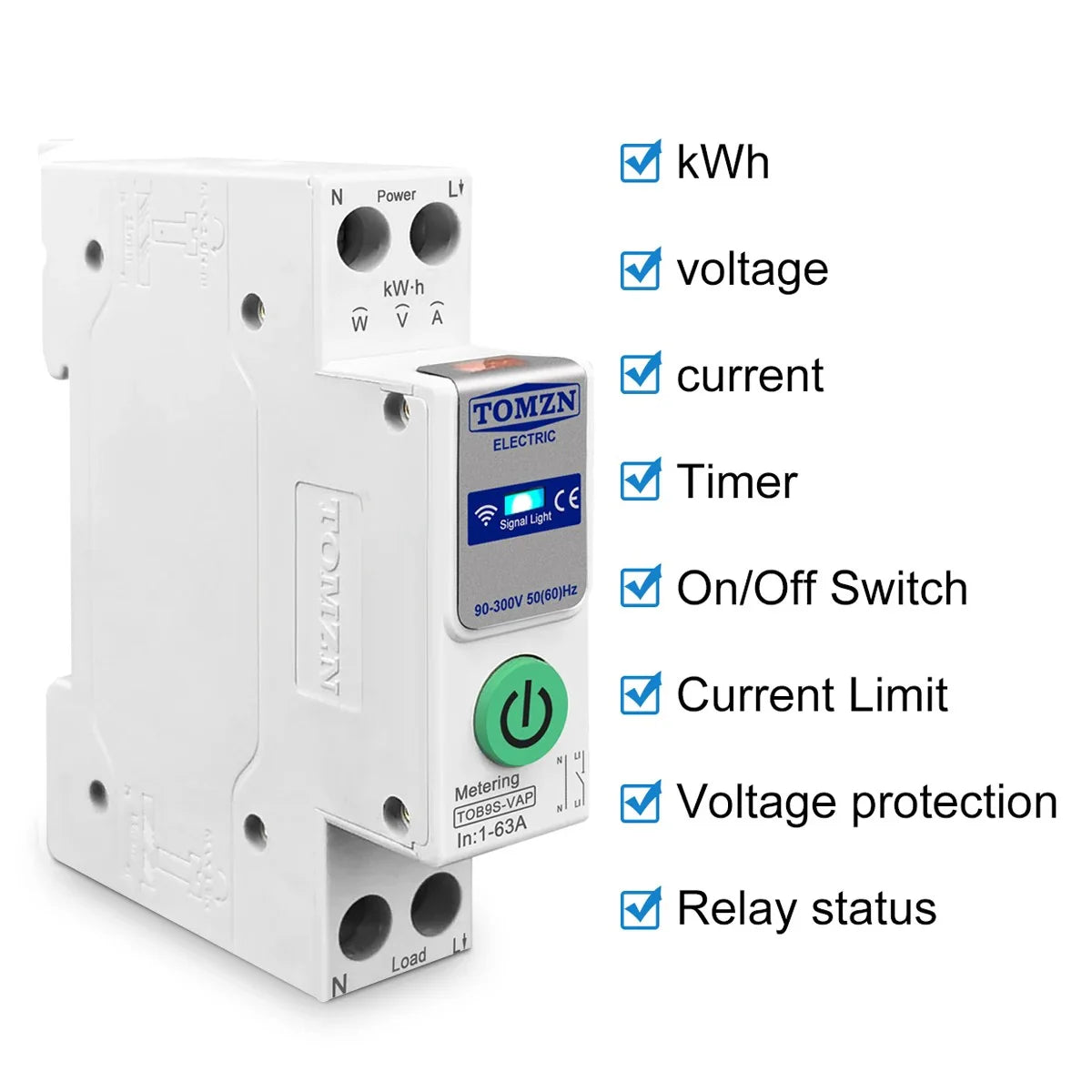 Tomzn TOB9S-VAP 8in1 63A WIFI Smart Switch with monitoring and Protect SmartEshop.Pk Tomzn TOB9S-VAP 8in1 63A WIFI Smart Switch with monitoring and Protect SmartEshop.Pk