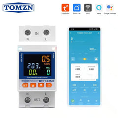 Tomzn TOVA-63T 63A WiFi Smart Protector Mini 10-in-1 | Memory Function | kWh Unit Lock | Under & Over Voltage | Earth Leakage Protection | Tuya Smart & Smart Life