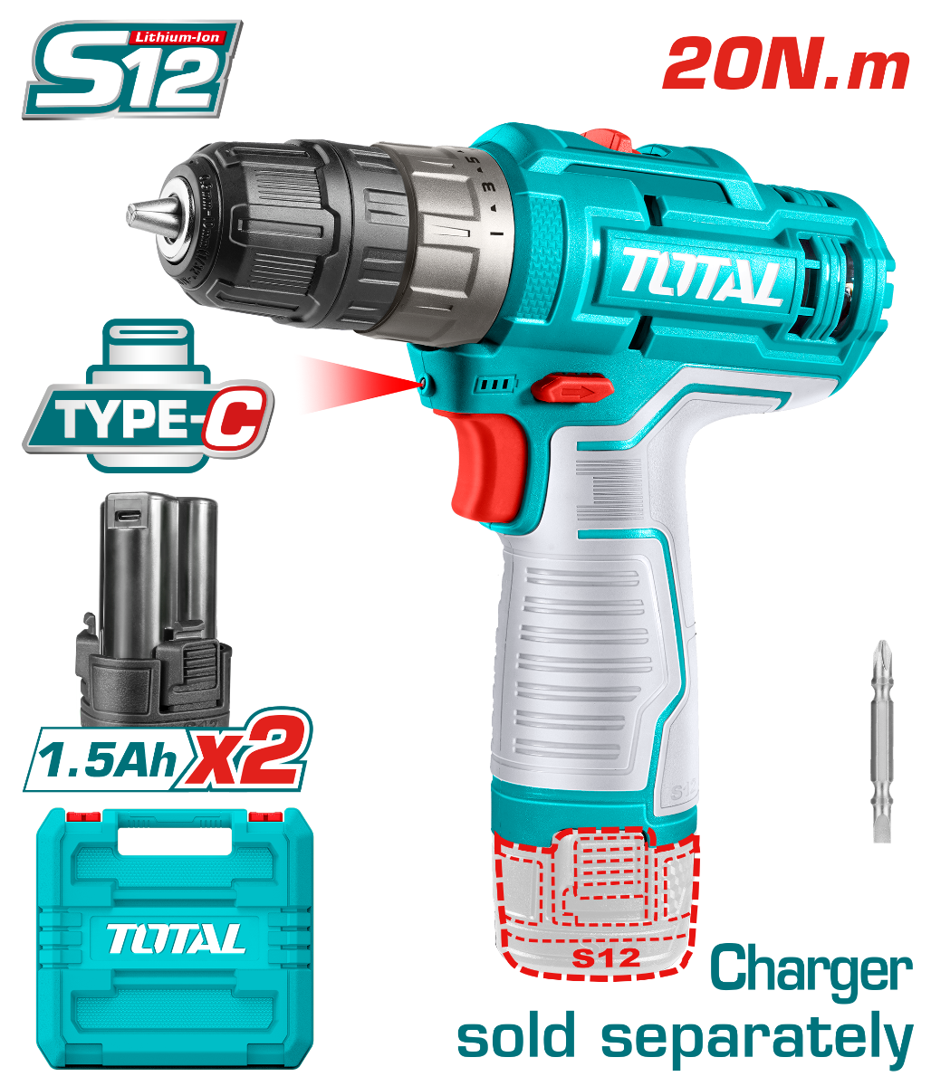 Total Lithium-Ion cordless drill 12V (TDLI12202) My Store