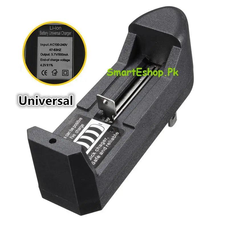 Universal Li-ion battery charger 3.7V single slot charger for 18650 10440 16340 14500 26650 e cigarette & flashlight battery - SmartEshop.Pk