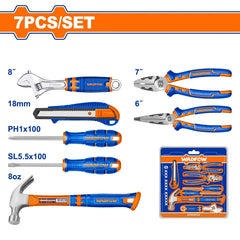 WADFOW WHS5307 7PCS Hand Tools Set | Combination Pliers, Claw Hammer & More