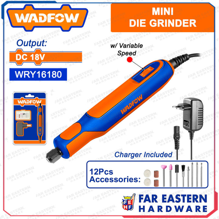 WADFOW WRY16180 18V DC Mini Grinder | Variable Speed Rotary Tool with 12 Accessories