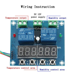 XH-M452 Thermostat Temperature Humidity Control Thermometer Hygrometer Controller Module DC 12V LED Digital Display Dual Output - SmartEshop.Pk