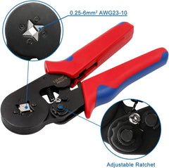 YTH Crimping Plier HSC8 6-46 Self-adjustable Crimping Tools for 0.25-6 mm² AWG 23-10, Square Ferrule Wire Cable End-sleeves Red SmartEshop.Pk