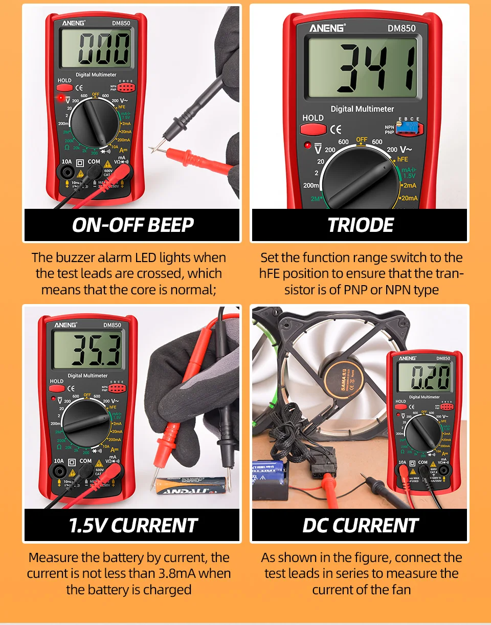 ANENG DM850 Digital Multimeter 1999 Counts SmartEshop.Pk