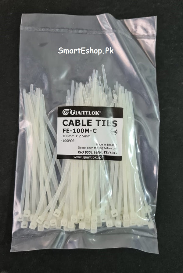 100 Pcs 4″ INCH Cable Tie 100MM x 2.5MM - Off White or Home, Office, Industrial Uses. My Store