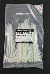 100 Pcs 4″ INCH Cable Tie 100MM x 2.5MM - Off White or Home, Office, Industrial Uses. - SmartEshop.Pk