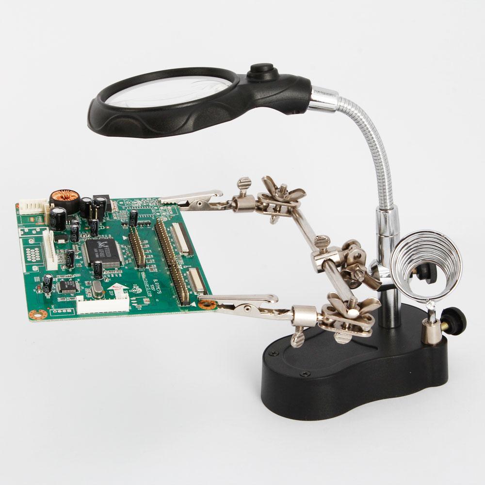 Helping Hand Soldering Iron Stand Helping Hand vise Clamp Tool Magnifying Glass - SmartEshop.Pk