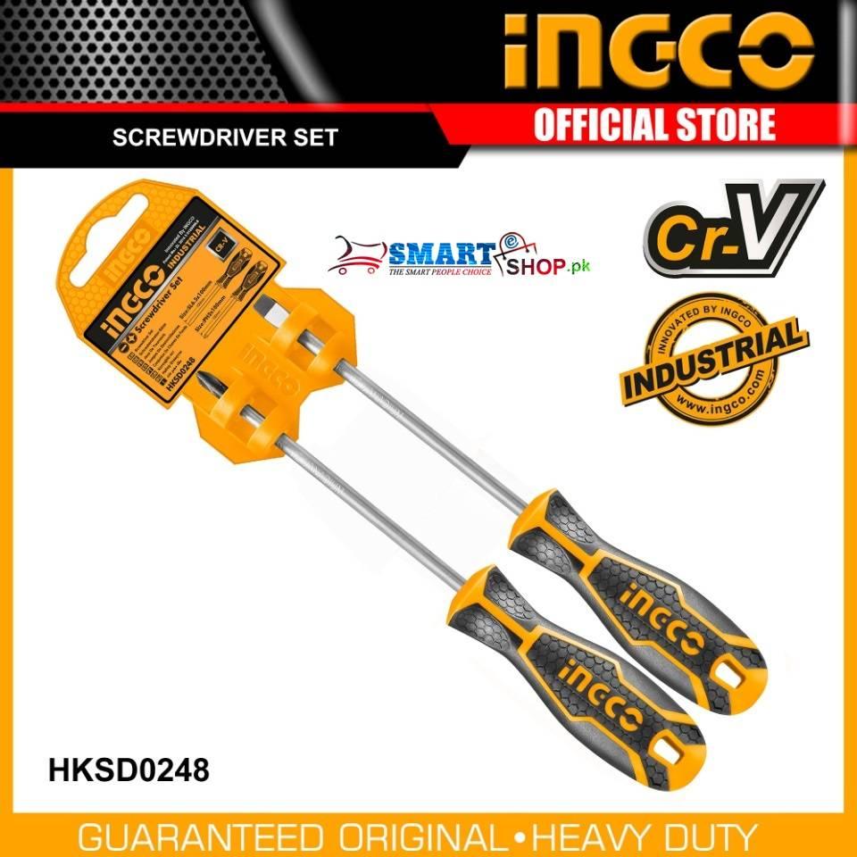 2 Pcs INGCO Screwdriver Set HKSD0248 - SmartEshop.Pk