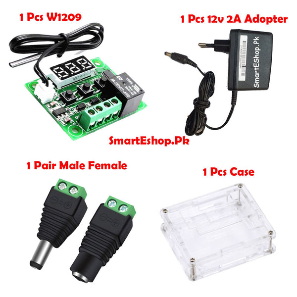 Basic Kit for Incubator including W1209 + Casing + Adapter and 2 Pin DC Connector in Pakistan My Store