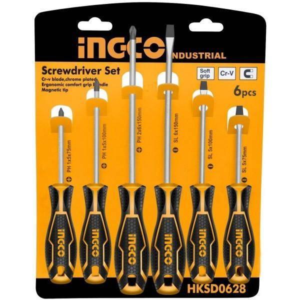 INGCO 6 Pcs Screwdriver Set HKSD0628 - SmartEshop.Pk