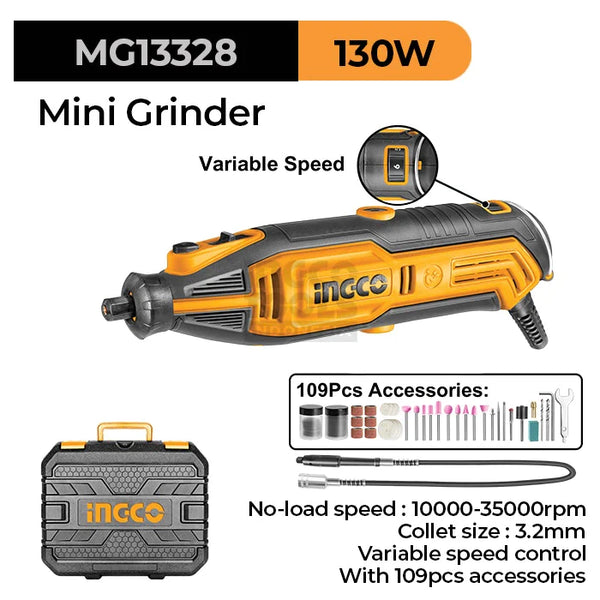 INGCO 130 Watt Mini Grinder MG13328 With 109 Pcs My Store