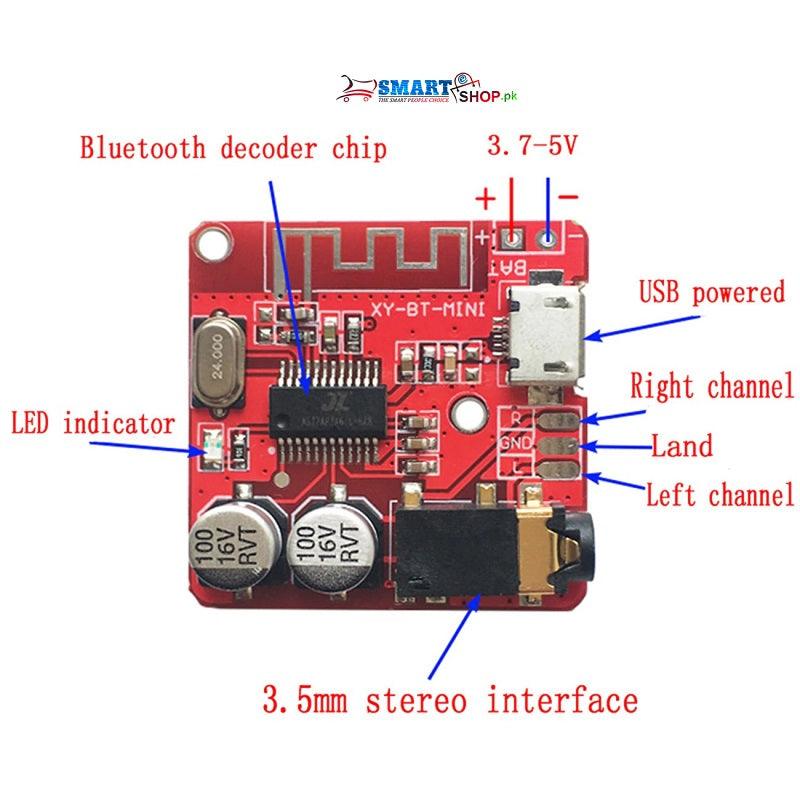 XY-BT-Mini Bluetooth 4.1 MP3 Lossless Decoder Board Bluetooth Speaker Amplifier Board Circuit Board Module for Car Mobilephone - SmartEshop.Pk