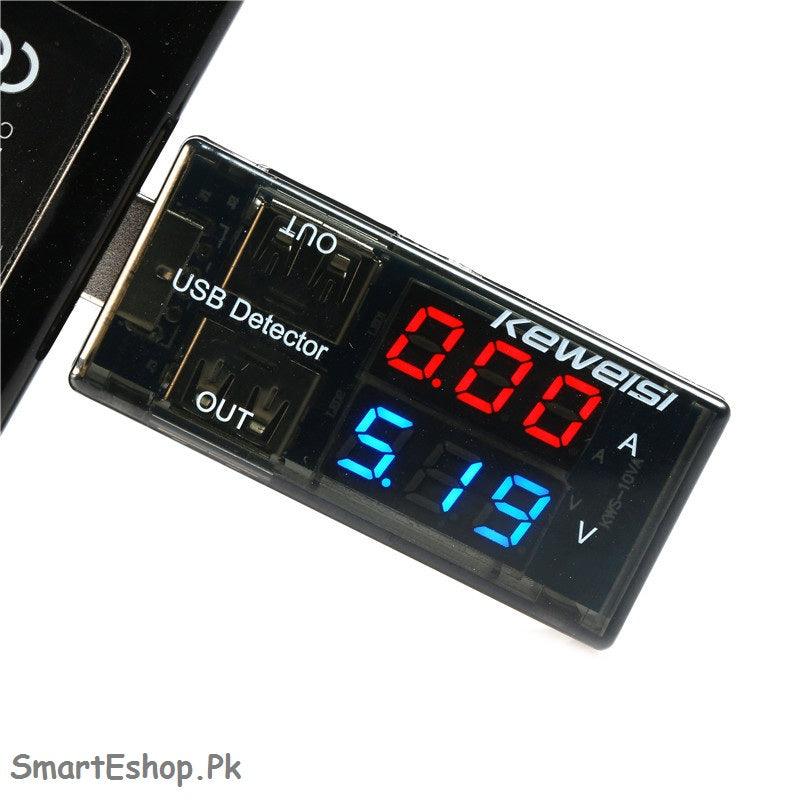 DUAL USB CURRENT VOLTAGE CHARGER DETECTOR BATTERY TESTER VOLTMETER AMMETER - SmartEshop.Pk