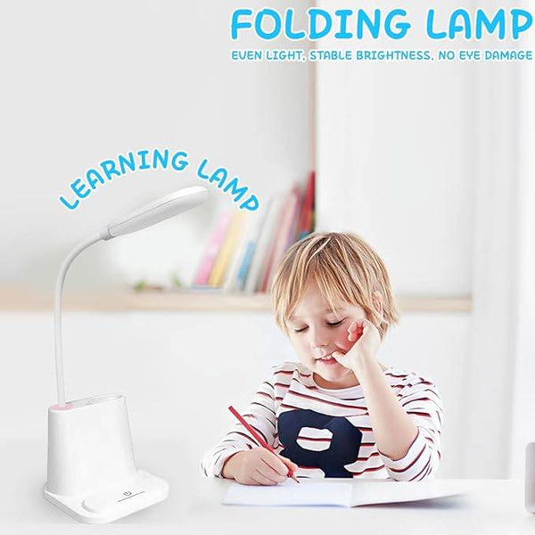 Desk Lamp 1200mAh LED Desk Light with Pen/Phone Holder USB Fan Dimmable Night Folding Reading Desktop Lamp Touch Control Bedside Study Table Lamp with USB Port Reusable for Home My Store